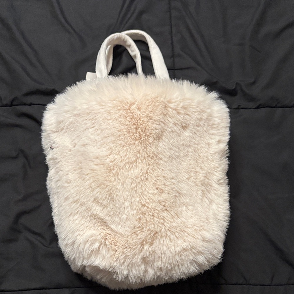 Cream Faux Fur Tote Bag